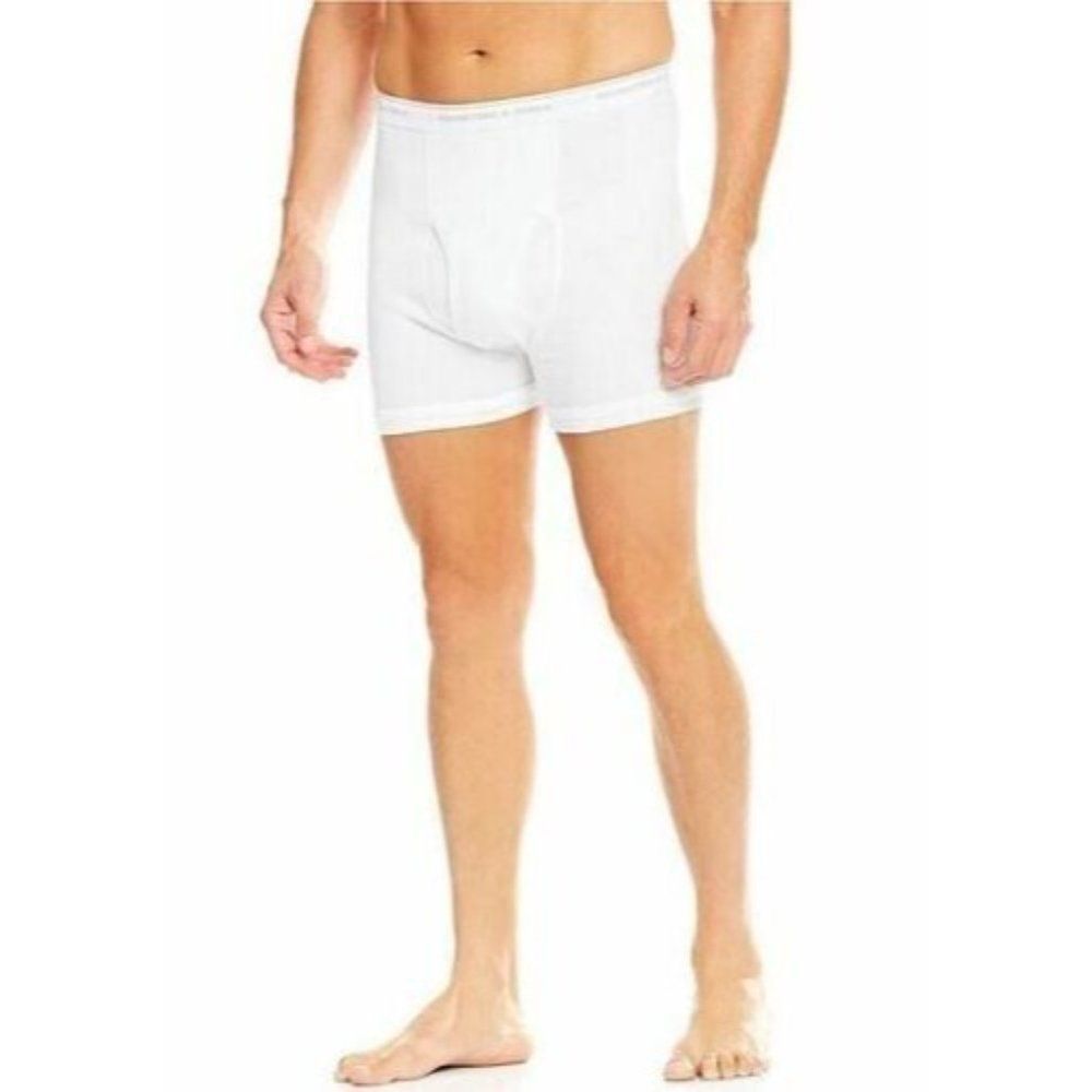 Roundtree & Yorke Men's Cotton Knit Boxer Briefs  Size 48 Big Man White 2 Pack
